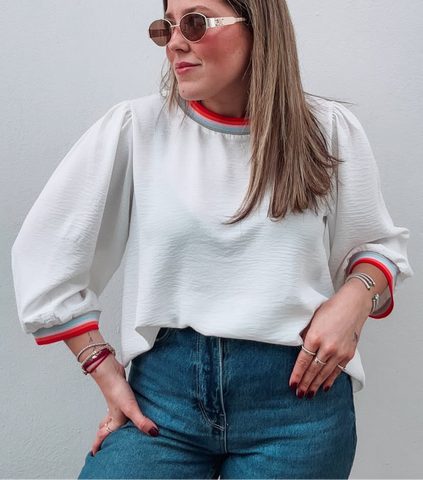 White Rainbow Stripes Blouse