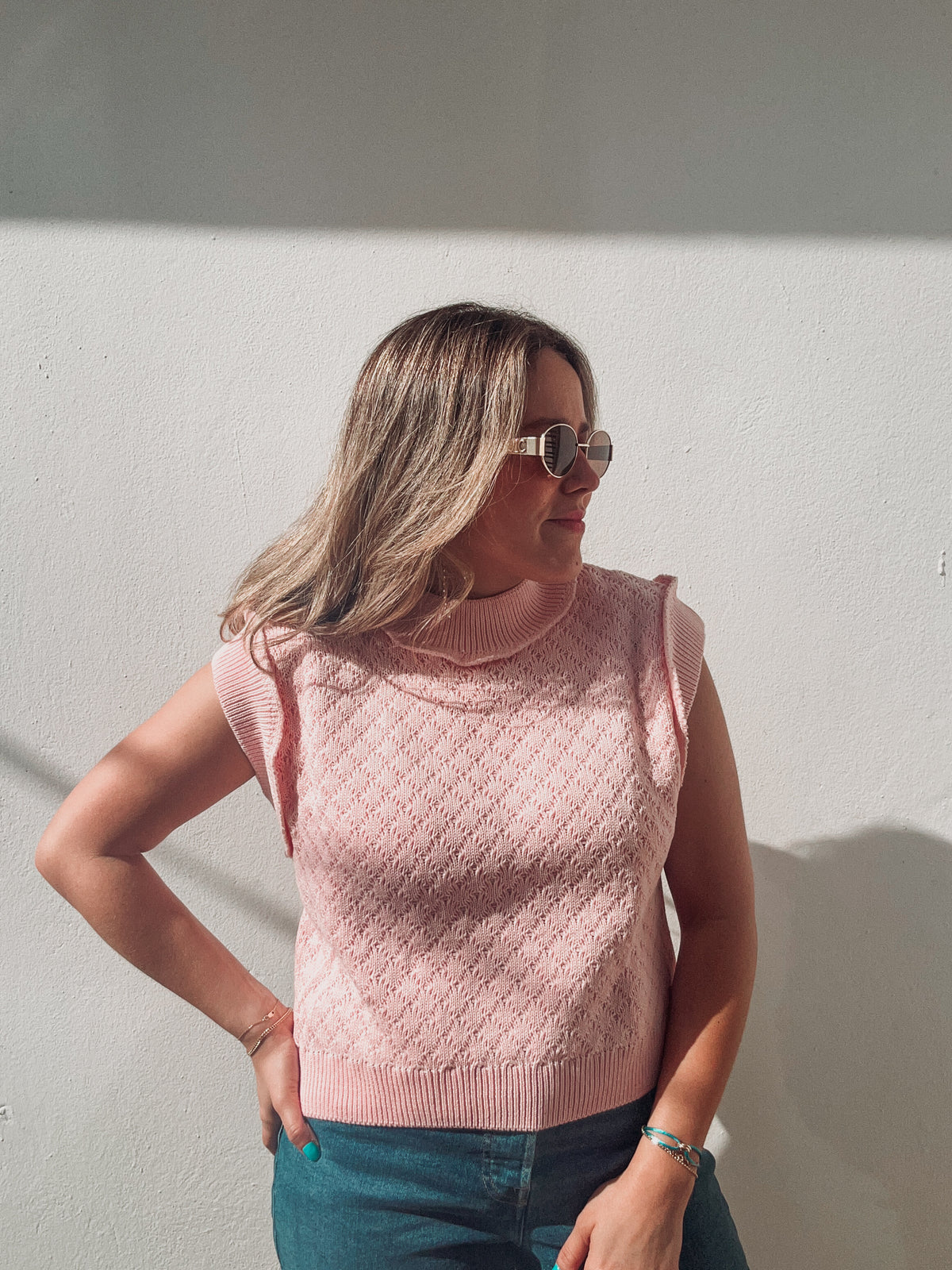 Blush Summer Knit Blouse