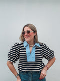 Navy Striped Blouse