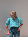 Aqua & Blue Stripe Top