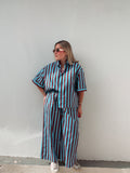 Burgundy & Blue Stripe Set
