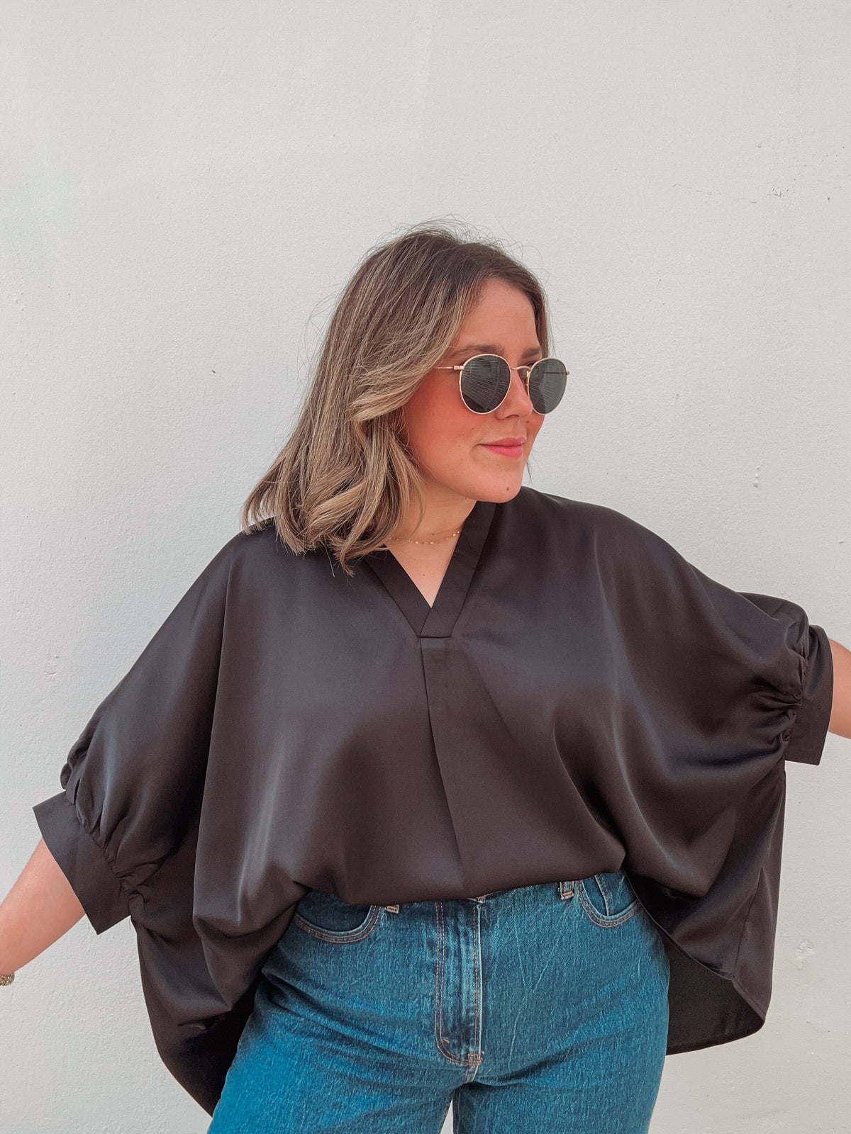 Black Satin Blouse