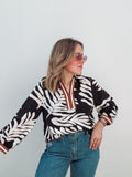 Vanilla & Black Toffee Stripe Blouse