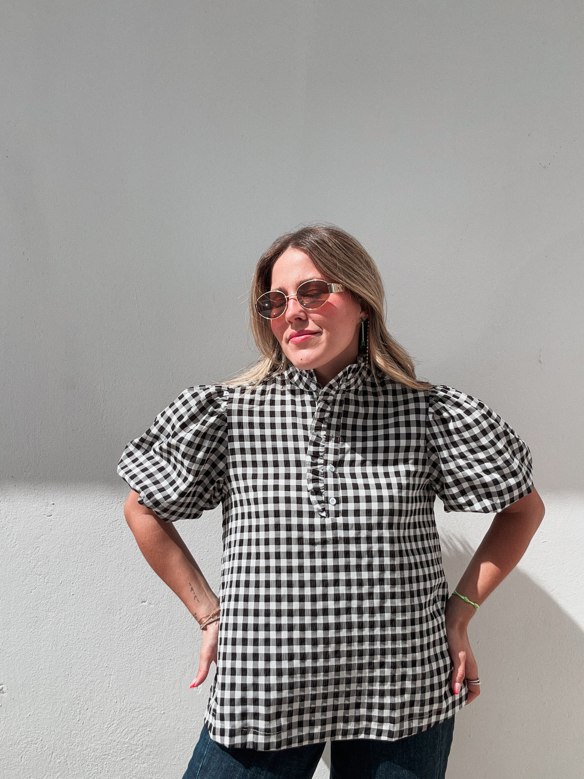 Black & White Gingham Top