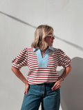 Vanilla & Burgundy Striped Blouse