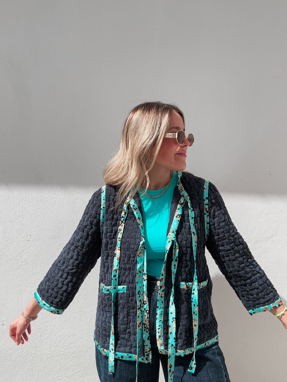 Wavy Smooth Terry Leopard Cardigan