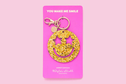 Confetti Smiley Stars Keychain