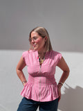 Pink & Green Stripe Zipper Top