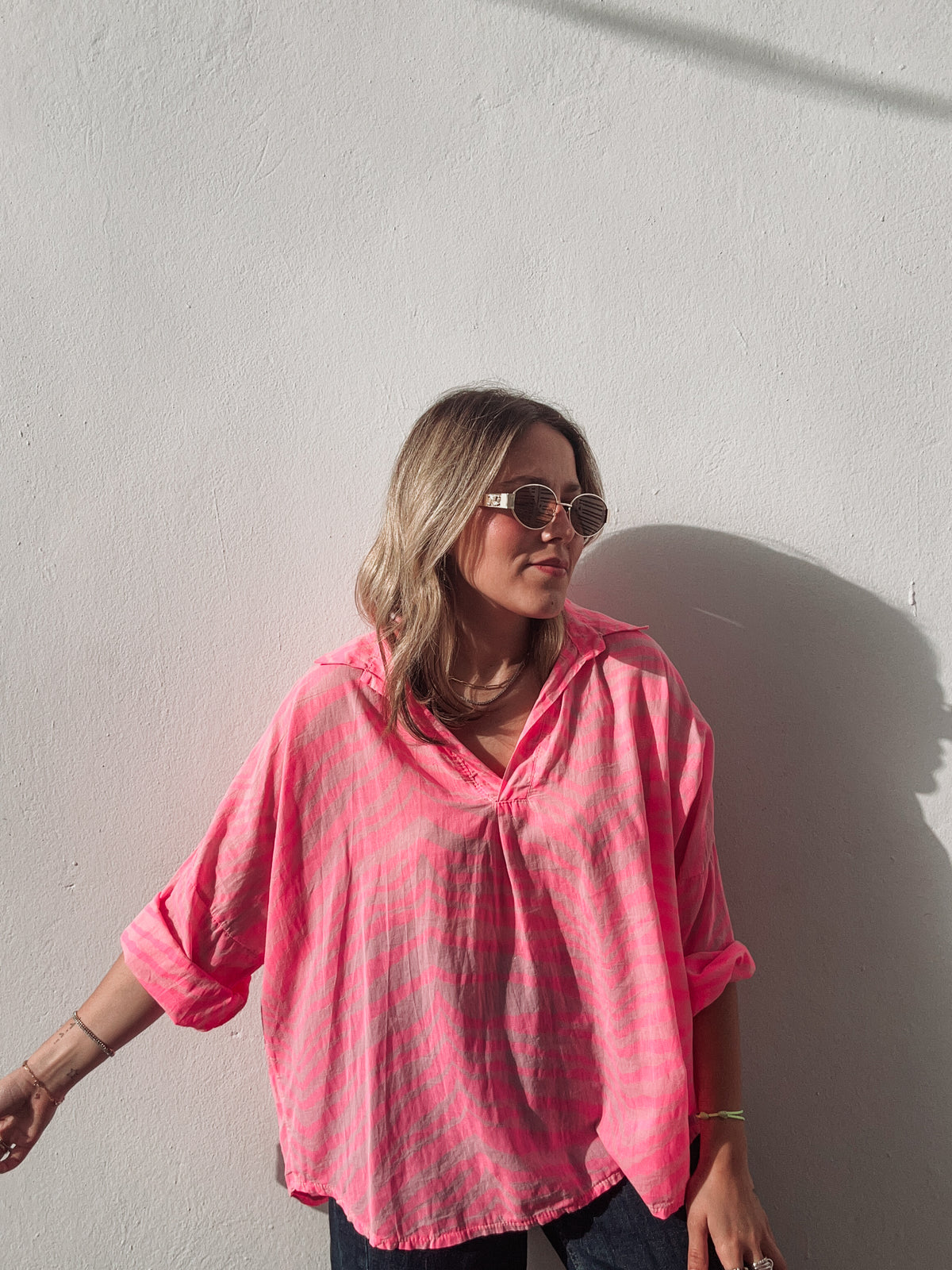 Neon Pink Zebra Blouse