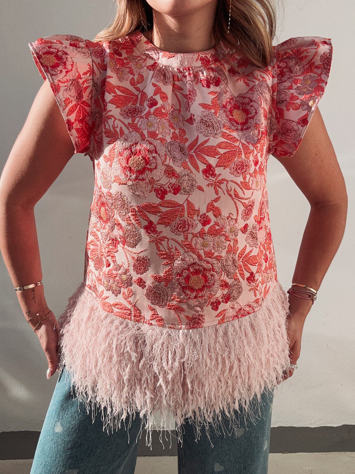 PRE ORDER: 70's Pink & Orange Fringe Blouse