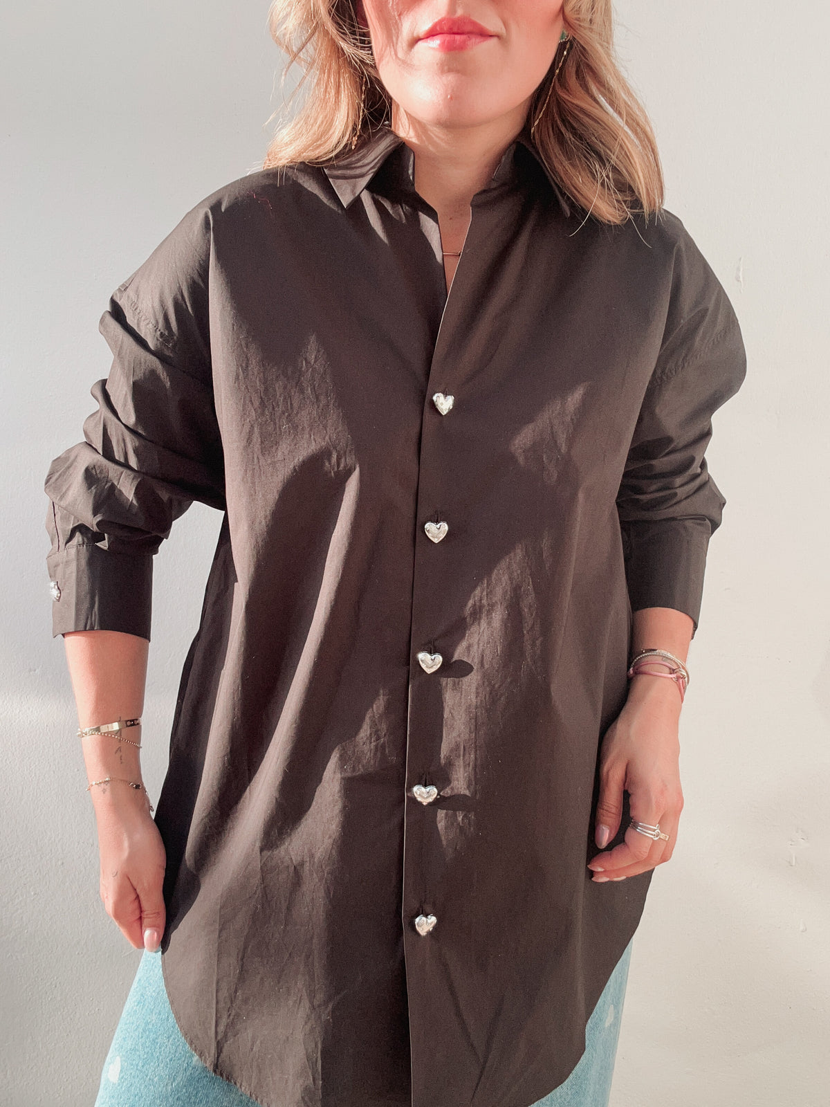 Black Button Hearts Blouse