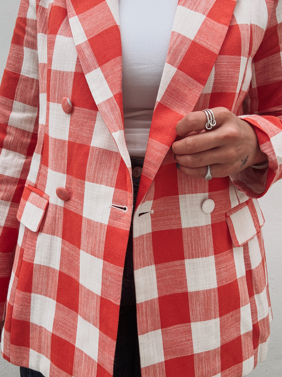 Orange & White Checker Blazer