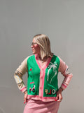 Pink Golf Club Embroidered Cardigan