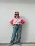 High Waist Rhinestone Denim