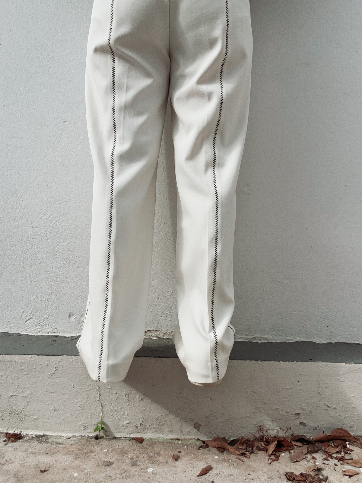 Off White Black Stitched Pants