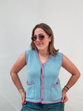 Periwinkle & Pink Stitch Vest
