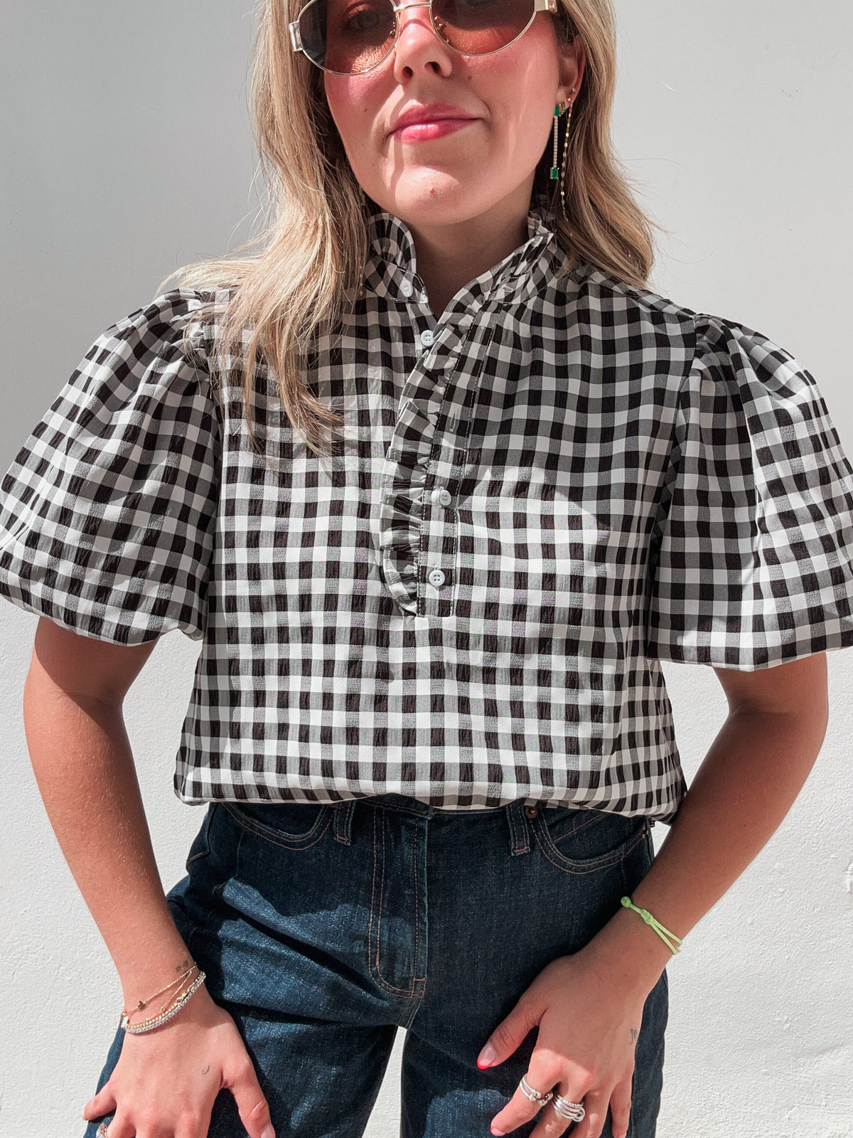 Black & White Gingham Top