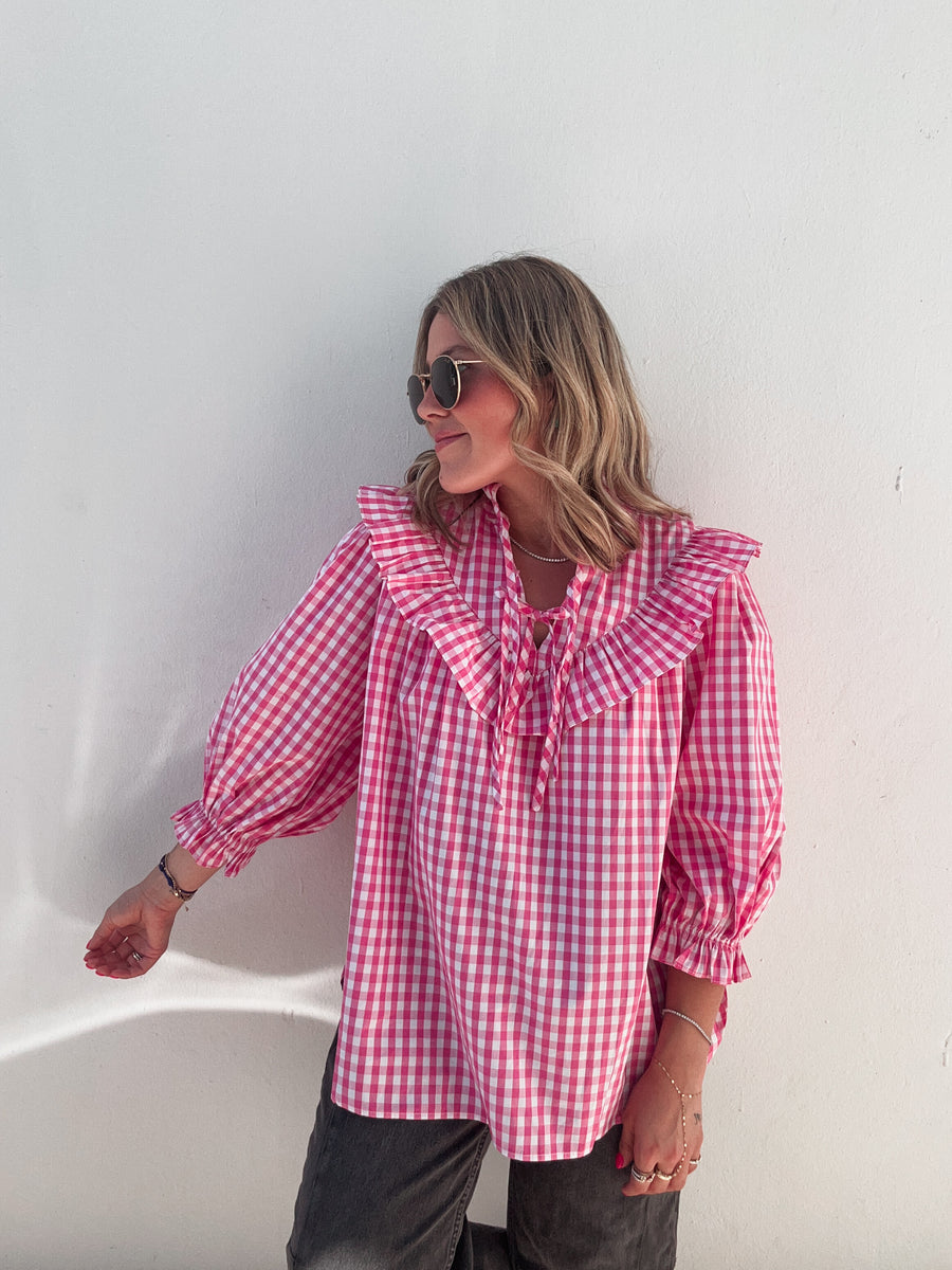 Pink & White Gingham Ruffle Top – Shop Oli Oli
