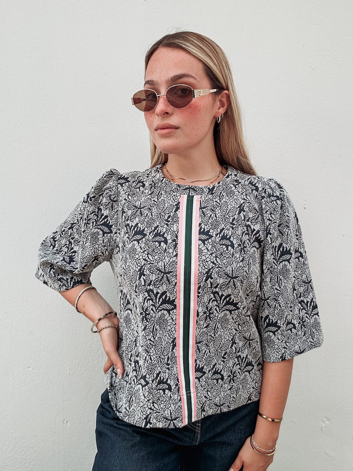 Leonor Striped Printed Top