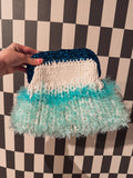 Turquesa, White & Blue Metallic Clutch