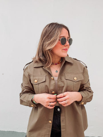 Olive Gold Button Jacket