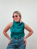 Teal Flowy Top