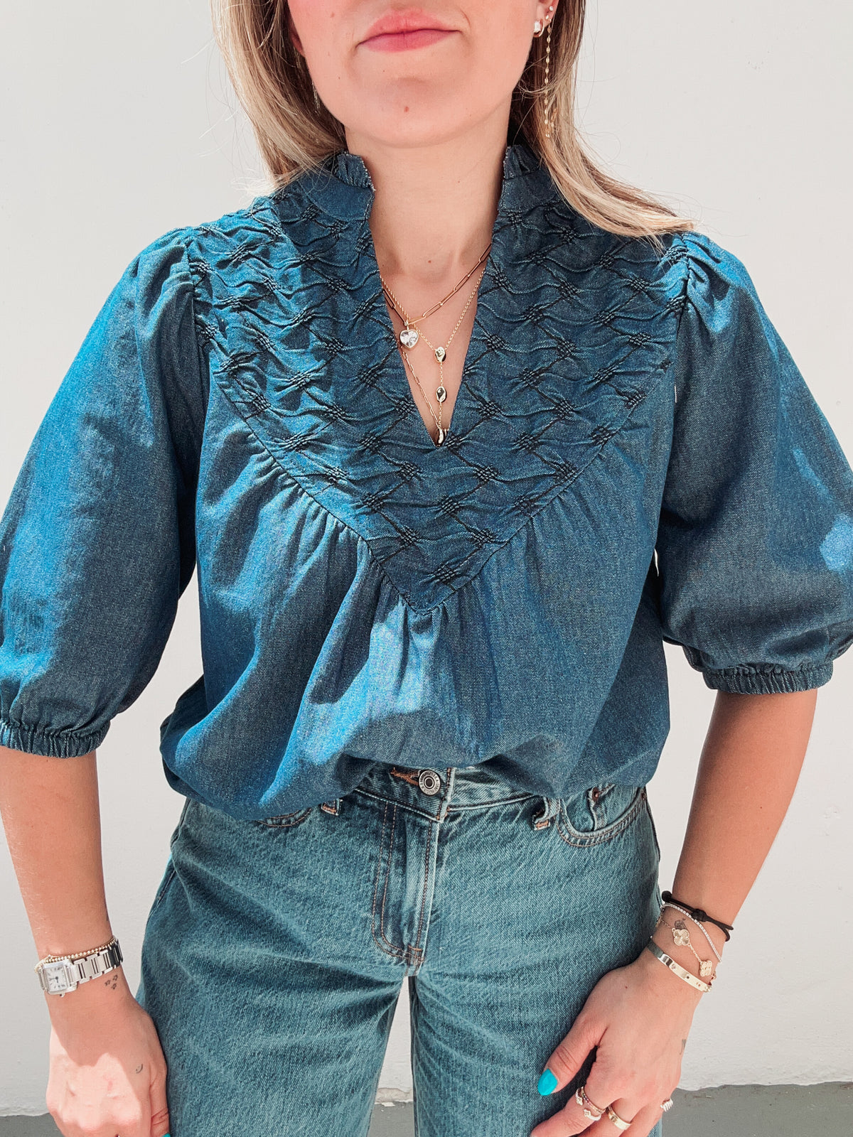 Denim Textured Blouse
