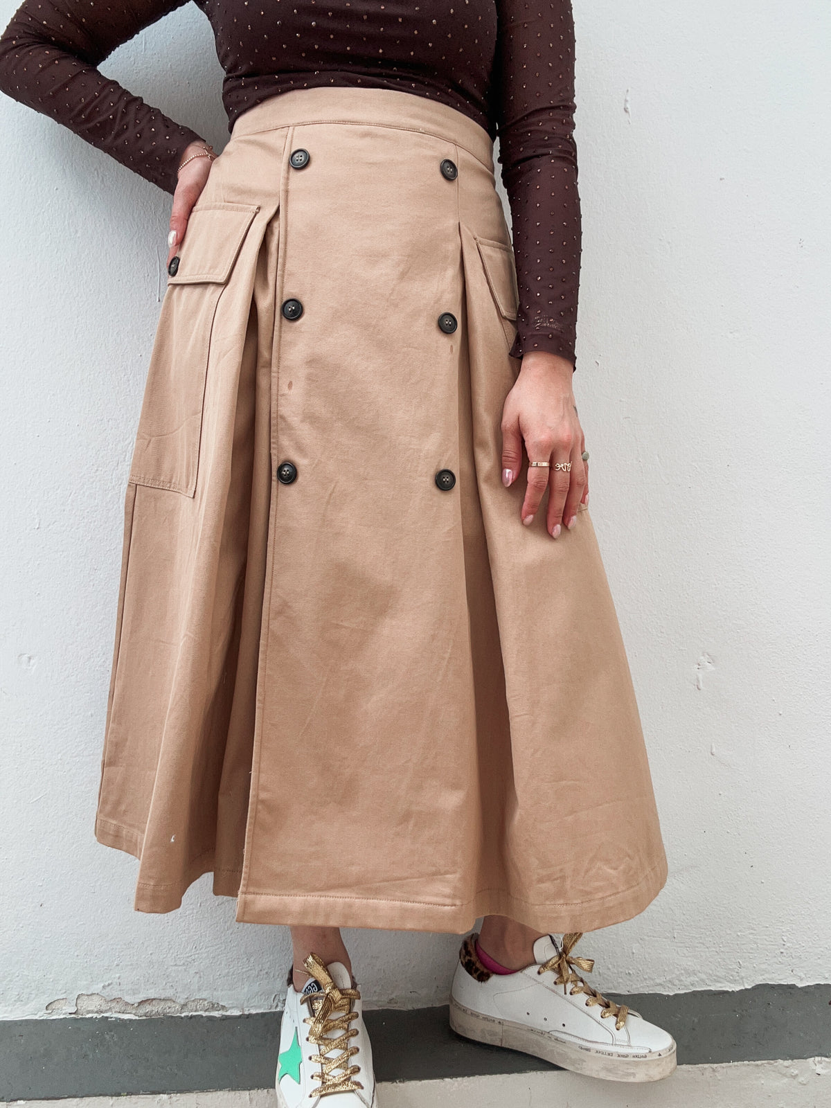 Autumn isSand Buttons Skirt
