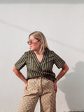 Olive & Charcoal Striped Top
