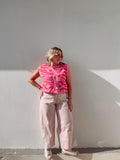 Light Pink Plaid Barrel Pant