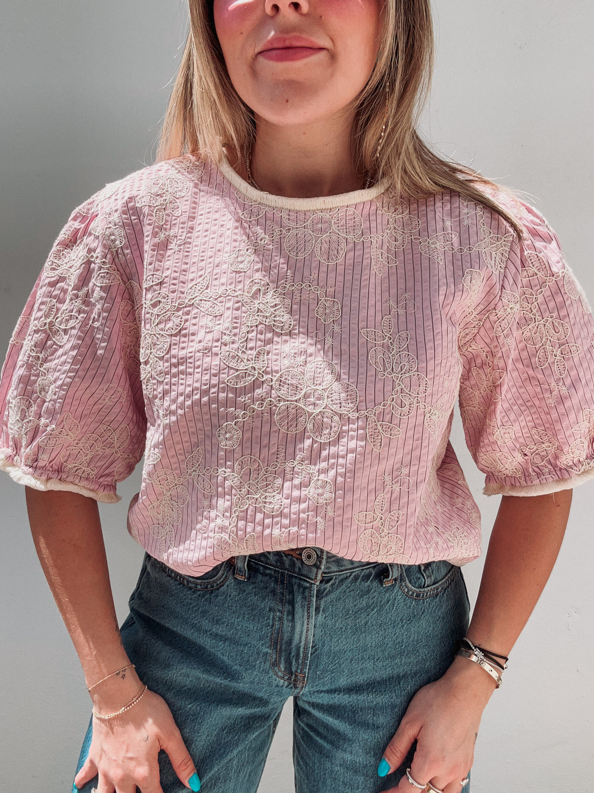Baby Pink Embroidered Blouse