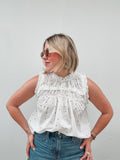 White & Black Polka Dot Top