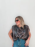 Black Chrome Metallic Blouse