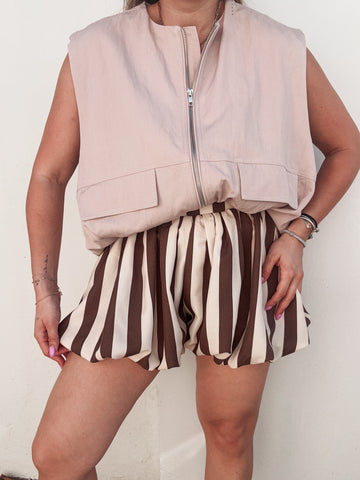 Choco Brown Striped Shorts