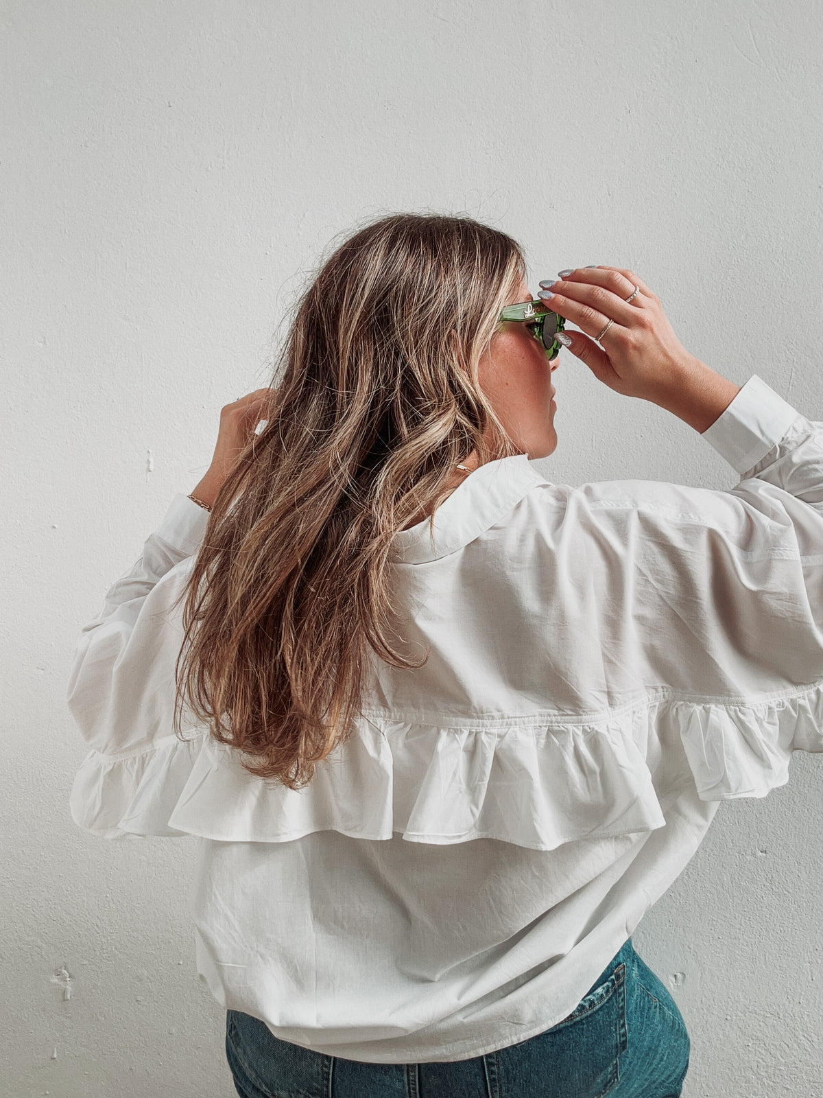 Blanc Ruffle Top