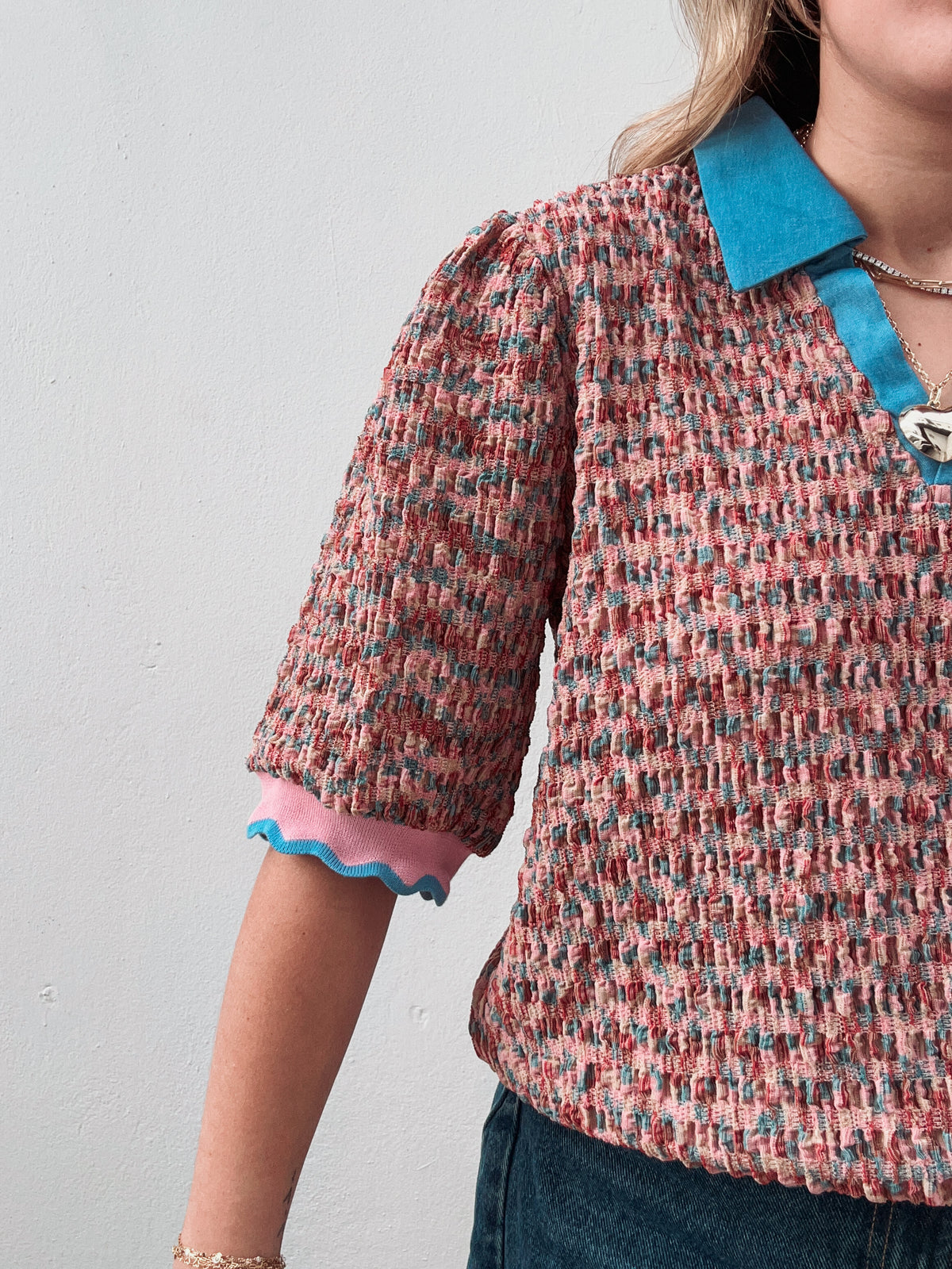 Sprinkles Pink & Blue Scallop Top