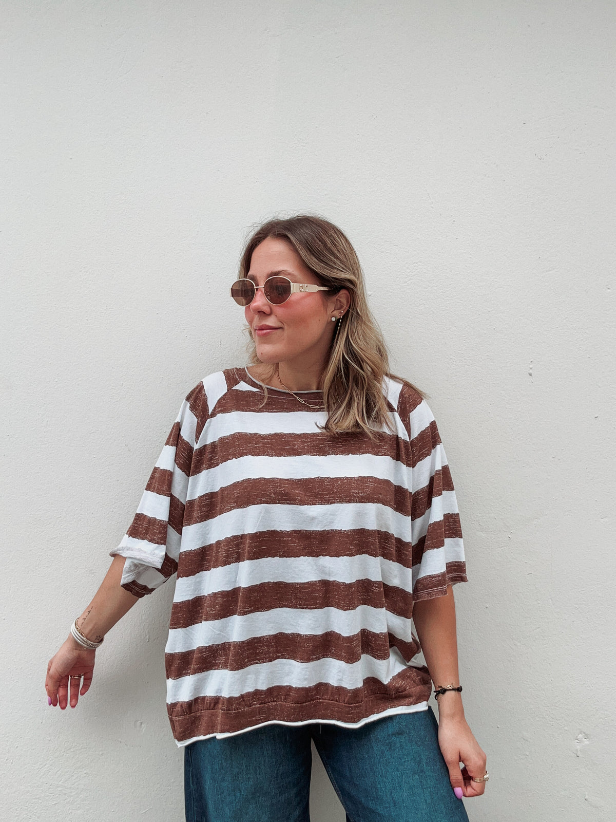 Chocolate Brown Striped Tee