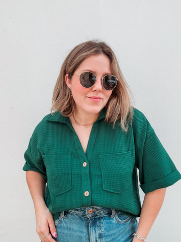 Hunter Green Textured Blouse