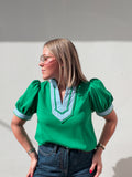 Green & Light Blue Top