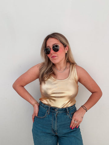 Gold Metallic Basic Top