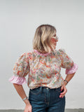 Florals Stripe Embroidered Top
