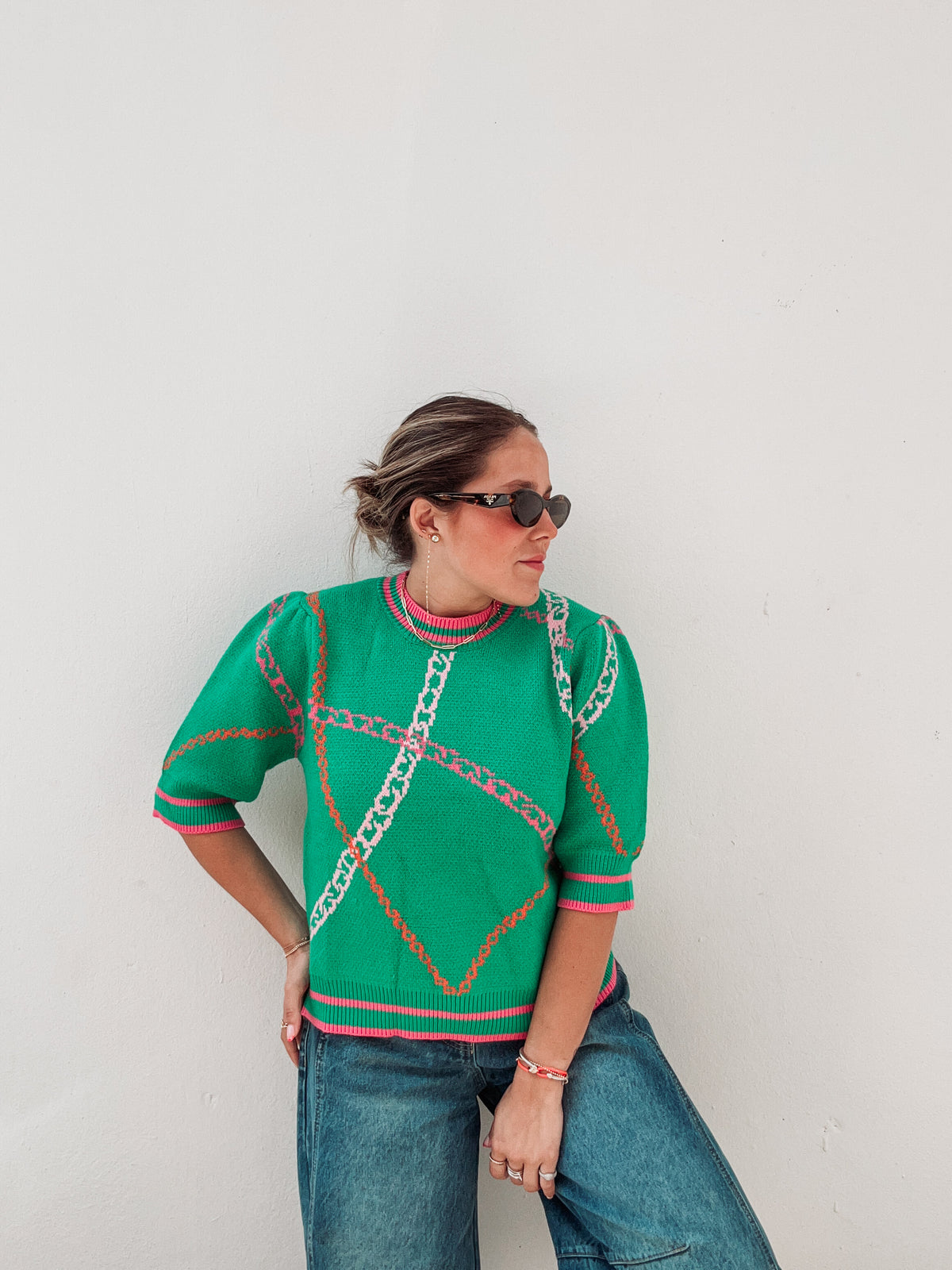 Emerald Twilly Chain Printed Knit Top