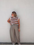 Black & Taupe Plaid Barrel Pants