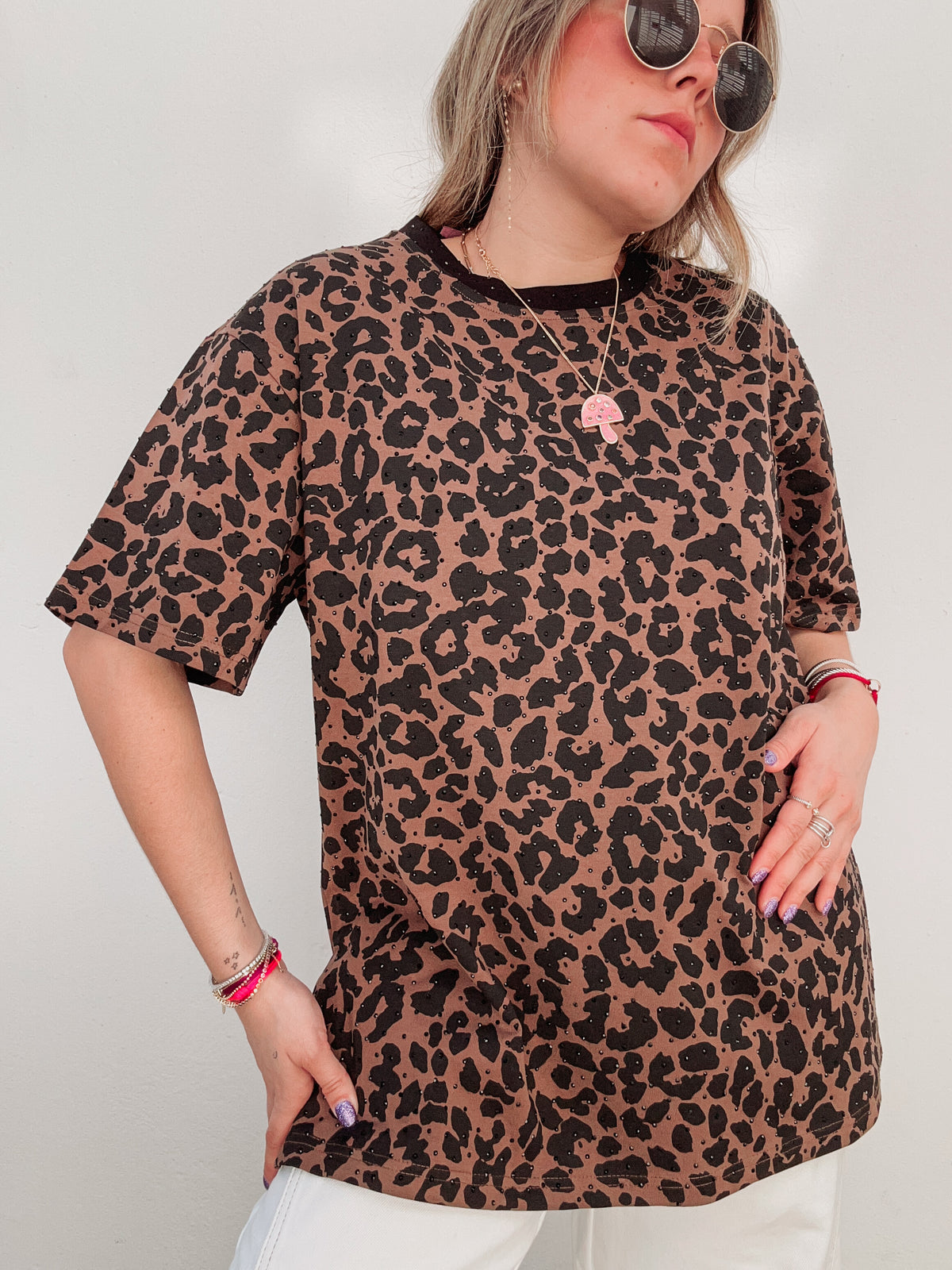 Leopard Rhinestones Tee