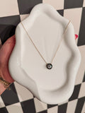 Round Two Tone Sparkle Bezel Necklace
