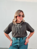 Charcoal Sequin Bow Tee