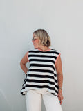 White & Black Striped Top