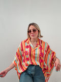 Colorful Striped Beaded Blouse
