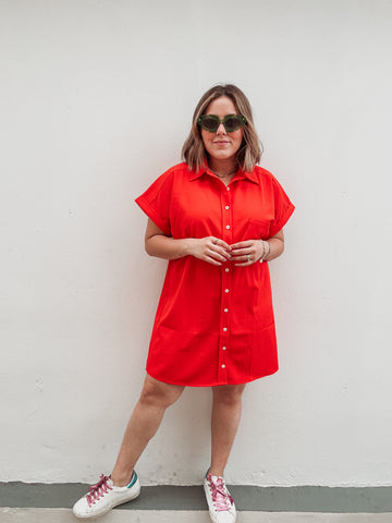 Orange Button Down Dress
