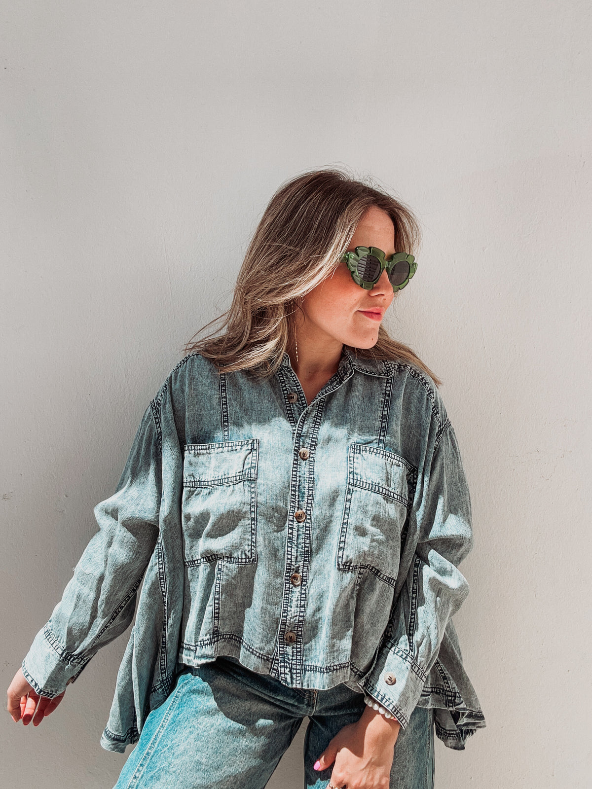 Denim Easy Flowy Blouse